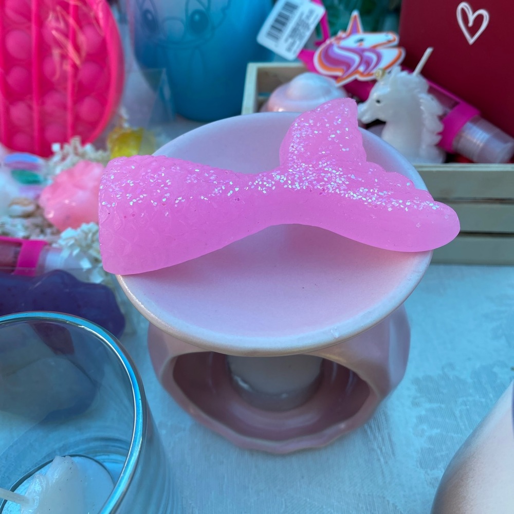 Mermaid tail wax melted base and candle set.
